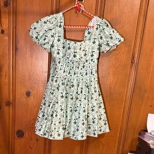 Agua by Agua Bendita Teal and Cream Patterned Dress